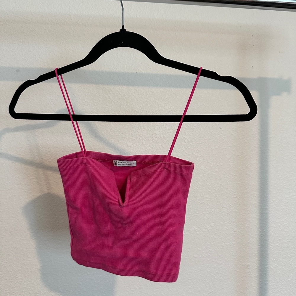 Zara Pink Crop Camisole with Cut Out Bustier